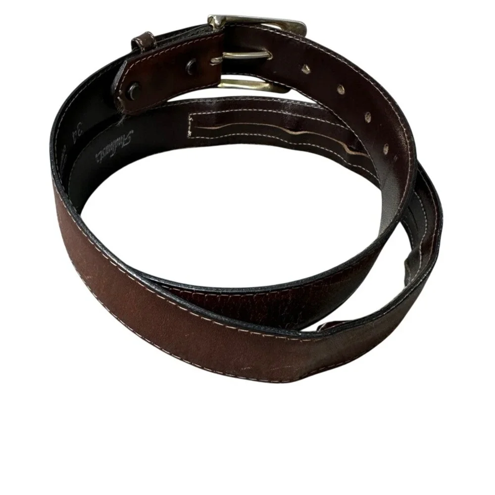 Andhurst Mens Brown Leather Money Belt Hidden Zipper Pocket Made in USA Size 34